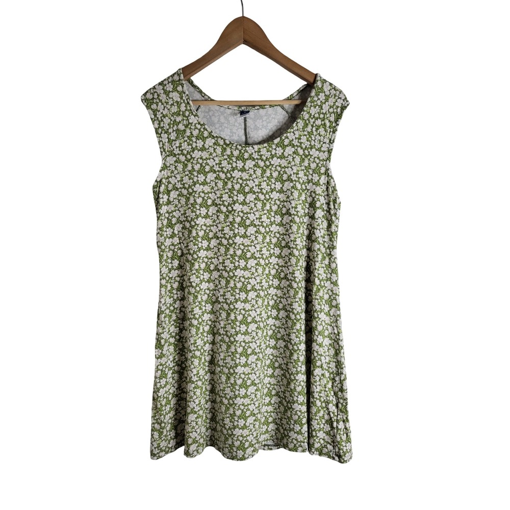 Old Navy Petite M Green Floral Sleeveless Jersey Knit Shift Dress Fairycore